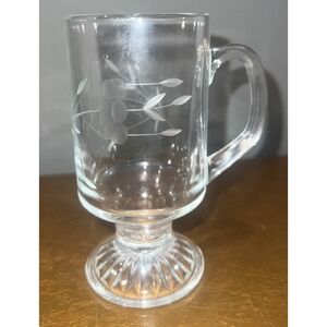 Princess House Crystal Heritage Pattern Irish Coffee Footed Glass Mug